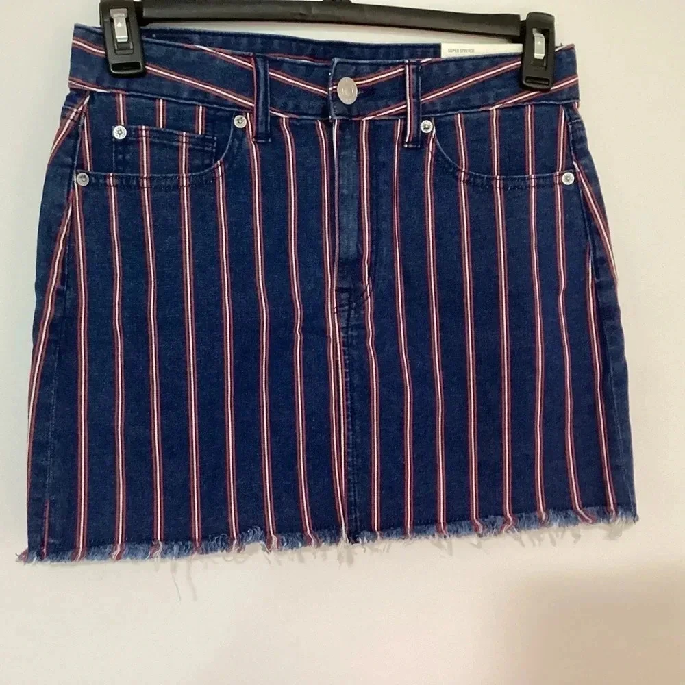 American Eagle Striped Hi-Rise Mini Skirt